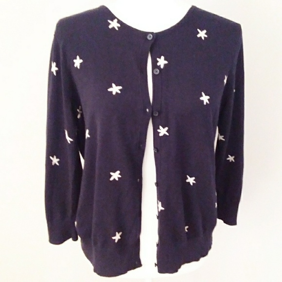 G.H. Bass & Co. Sweaters - G.H. Bass & Co. Navy Blue and White Stars Cardigan
